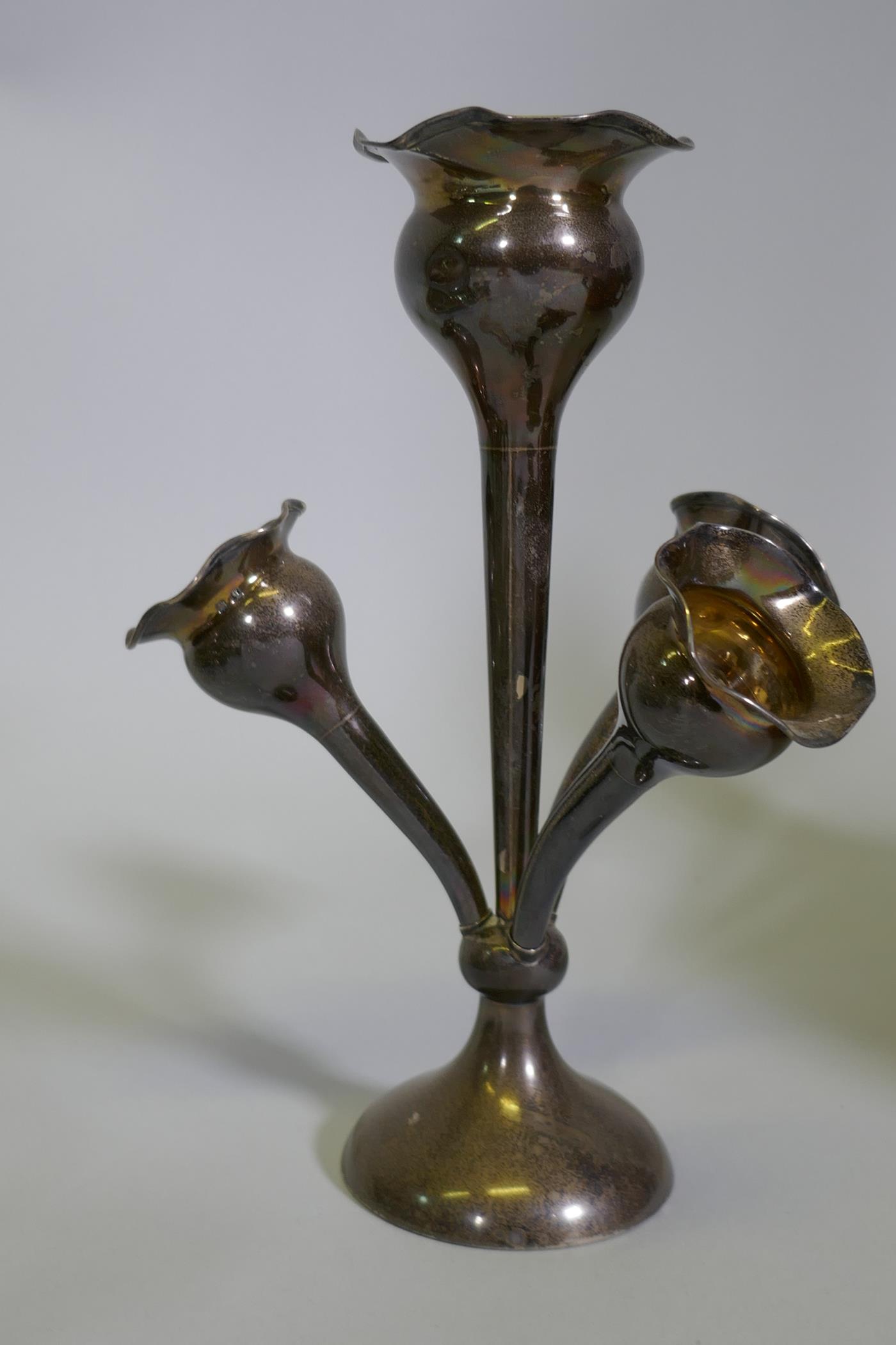A four piece silver plated tea service, quantity of silver plate, a hallmarked silver epergne, - Image 2 of 3