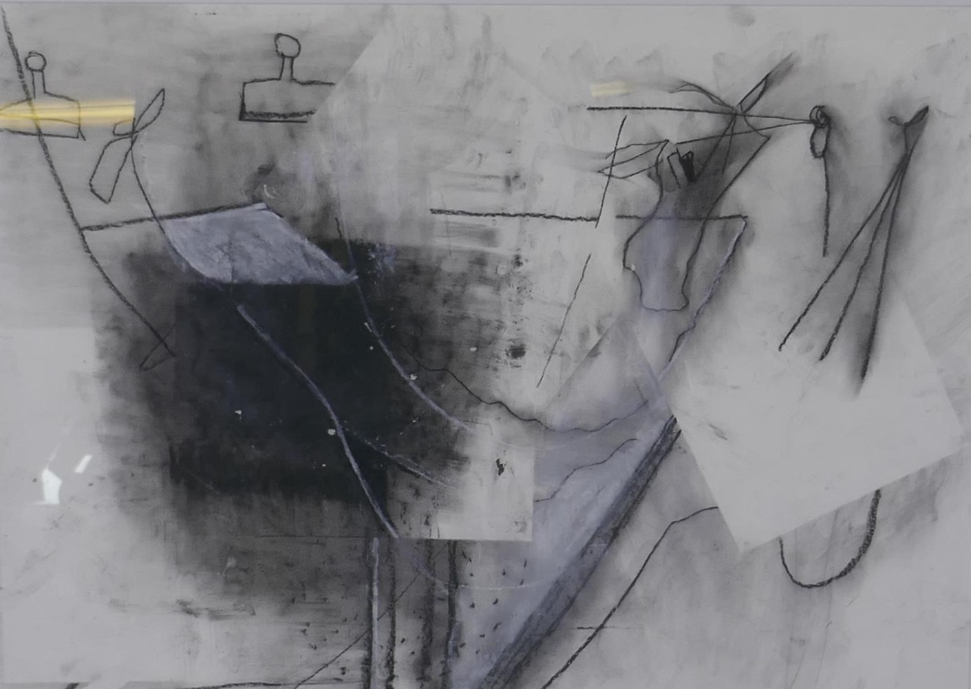Bobbie Bale, Installation, label verso, charcoal on paper, 82 x 57cm