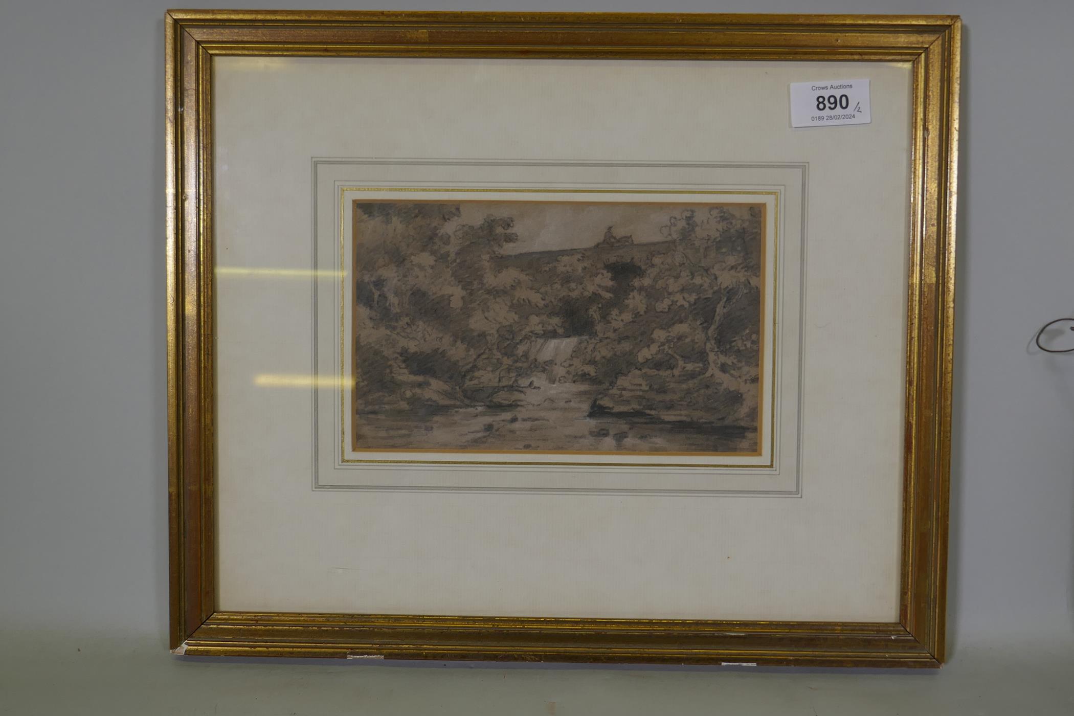 An C19th lithograph, landscape with horse and rider, labelled verso At Midhurst, 20 x 12cm, and - Image 2 of 6