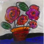 Peter Keil, flowers, signed and dated 74, oil on board, 61 x 61cm