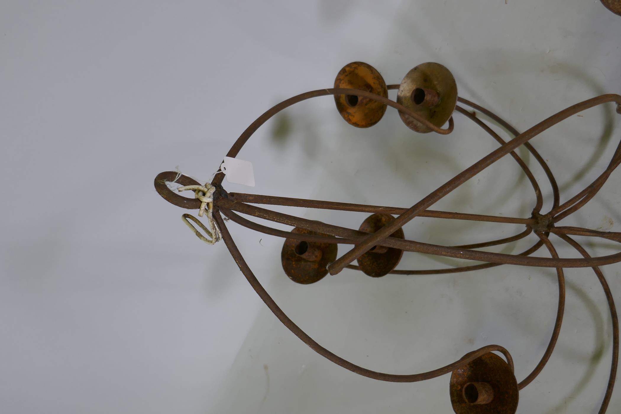 A wrought iron branch candle chandelier, 80cm drop, AF - Image 3 of 3