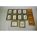 After R.S. Lindsay, eight humorous golfing prints, framed, frame 30 x 38cm, four hunting prints in