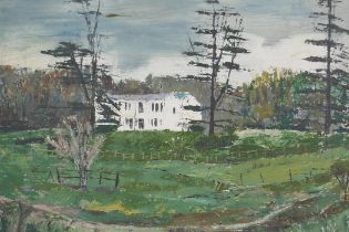 Eric Kilner (C20th), country house, naive landscape, dated  (19)69, oil on board, 68 x 50cm