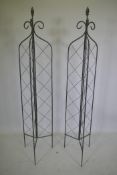 A pair of trifold garden trellis towers, 165cm high