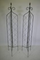 A pair of trifold garden trellis towers, 165cm high