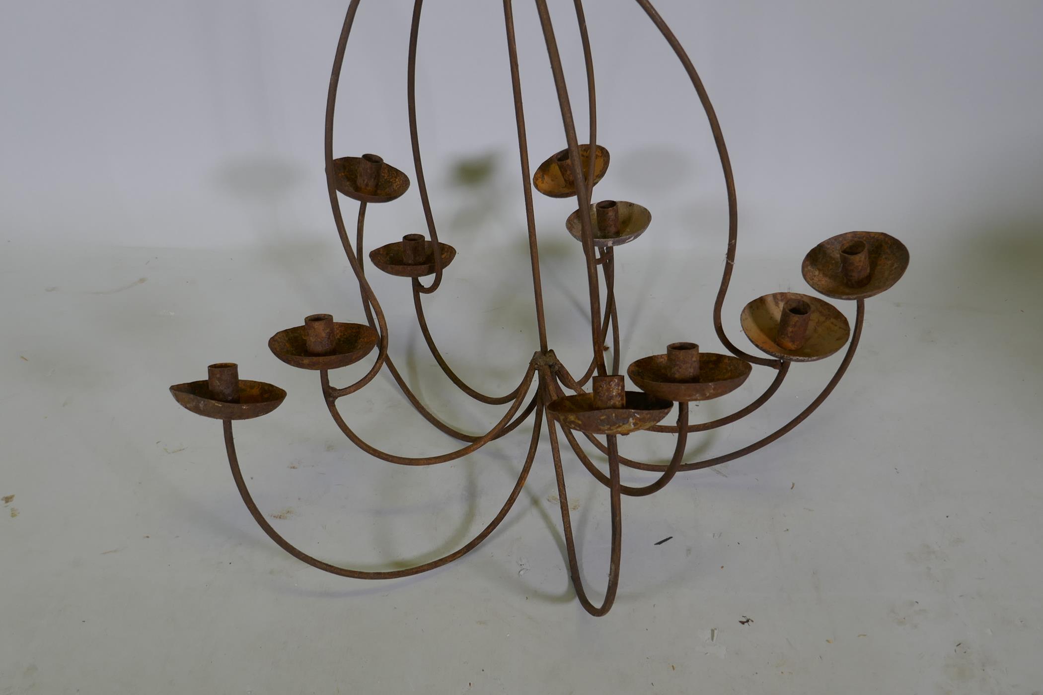 A wrought iron branch candle chandelier, 80cm drop, AF - Image 2 of 3