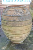 A large vintage terracotta amphora shaped garden pot, 87cm high