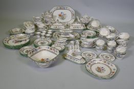 A Copeland Spode Chinese rose pattern part tea and dinner service comprising dinner, tea and side