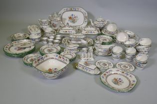 A Copeland Spode Chinese rose pattern part tea and dinner service comprising dinner, tea and side