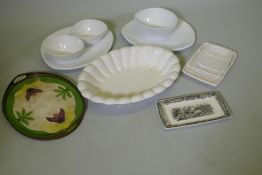 A large Italian Bassano fluted bowl, serving platters and bowls, a Villeroy & Boch serving dish