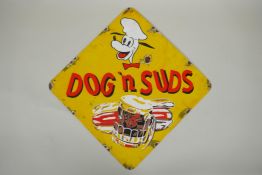 A vintage style Dog 'n' Suds enamel sign, 30 x 30cm