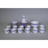A Royal Worcester twelve place porcelain tea set with blue transfer and gilt decoration, pattern no.