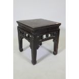 A Chinese lacquered hardwood occasional table, 45 x 45cm, 49cm high