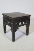 A Chinese lacquered hardwood occasional table, 45 x 45cm, 49cm high