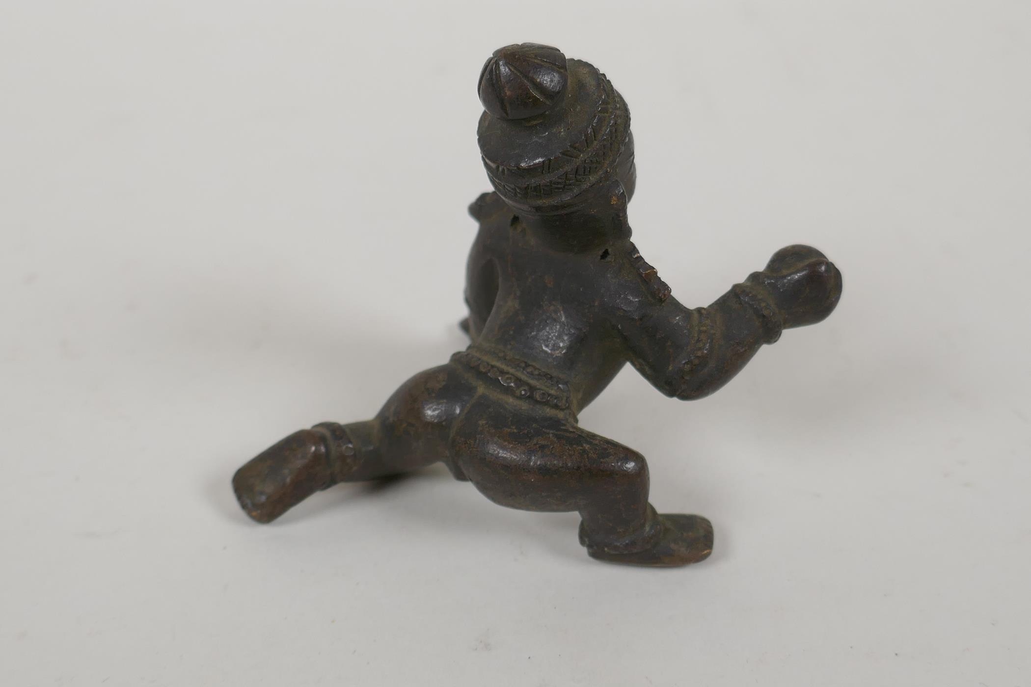 An antique Indian bronze of a crawling figure, 8cm long - Image 3 of 3