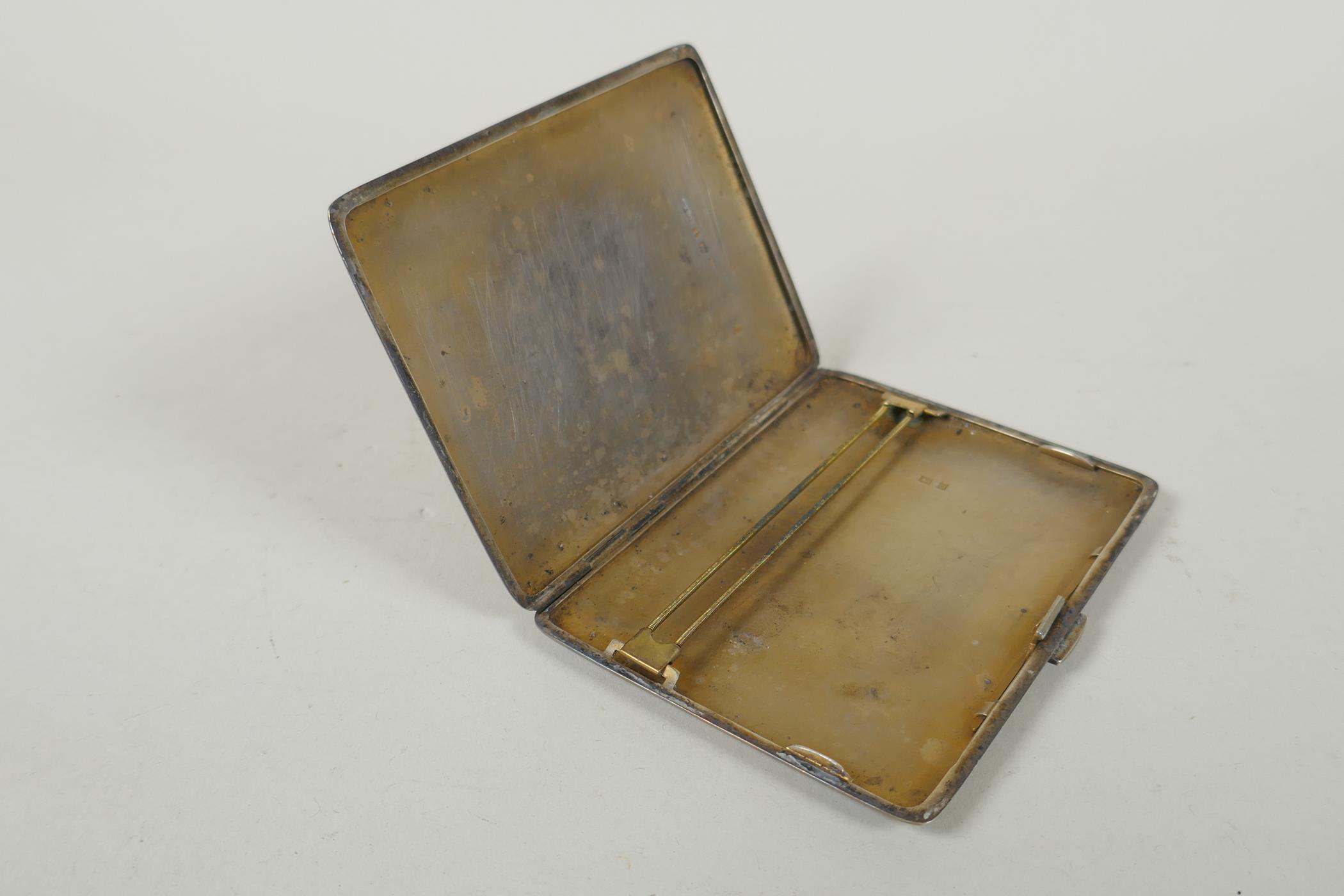 A hallmarked engine turned silver cigarette case by Joseph Gloster Ltd, Birmingham, 1963, 8.5 x 11. - Image 2 of 3