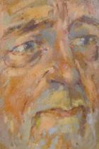 Roger Ferrin, R.O.I. head study of a bearded man, acrylic on board, signed, with dedication verso,