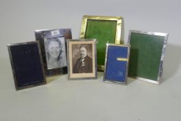 Six hallmarked silver photo frames, five with easel mounts, largest 23 x 33cm