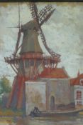 Arthur E. Law, Dutch canal scene with a windmill, oil on canvas board, 1925, 22 x 27cm