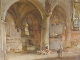 Sir William Russell Flint, The Little Flower Girl, Senlis, signed print, published Frost and Reed,