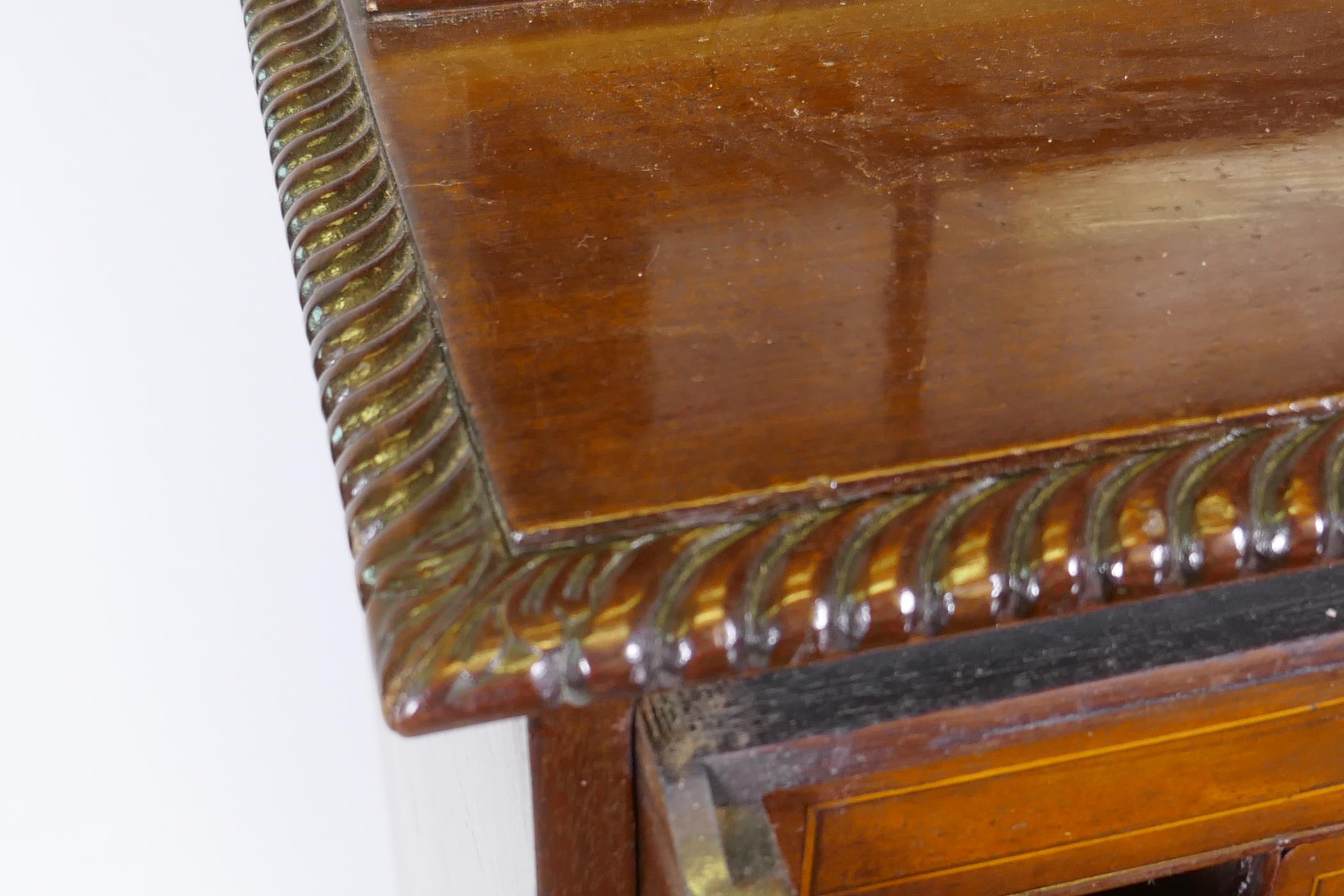 A George III mahogany secretaire bookcase, frieze top and dentil cornice over two astragal glazed - Image 4 of 4