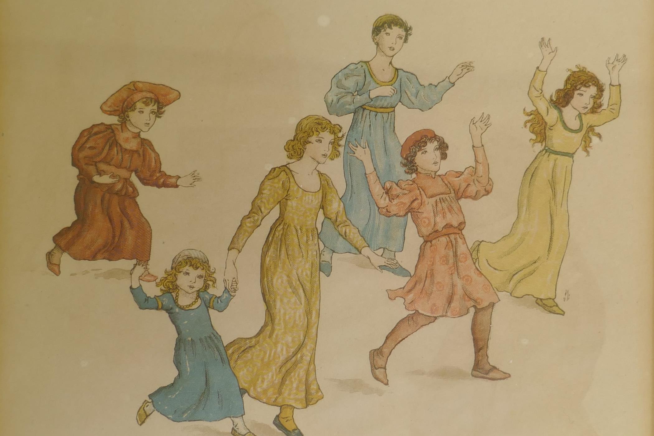 After Kate Greenaway, seven vintage lithographic prints, largest 17 x 17cm - Image 2 of 5