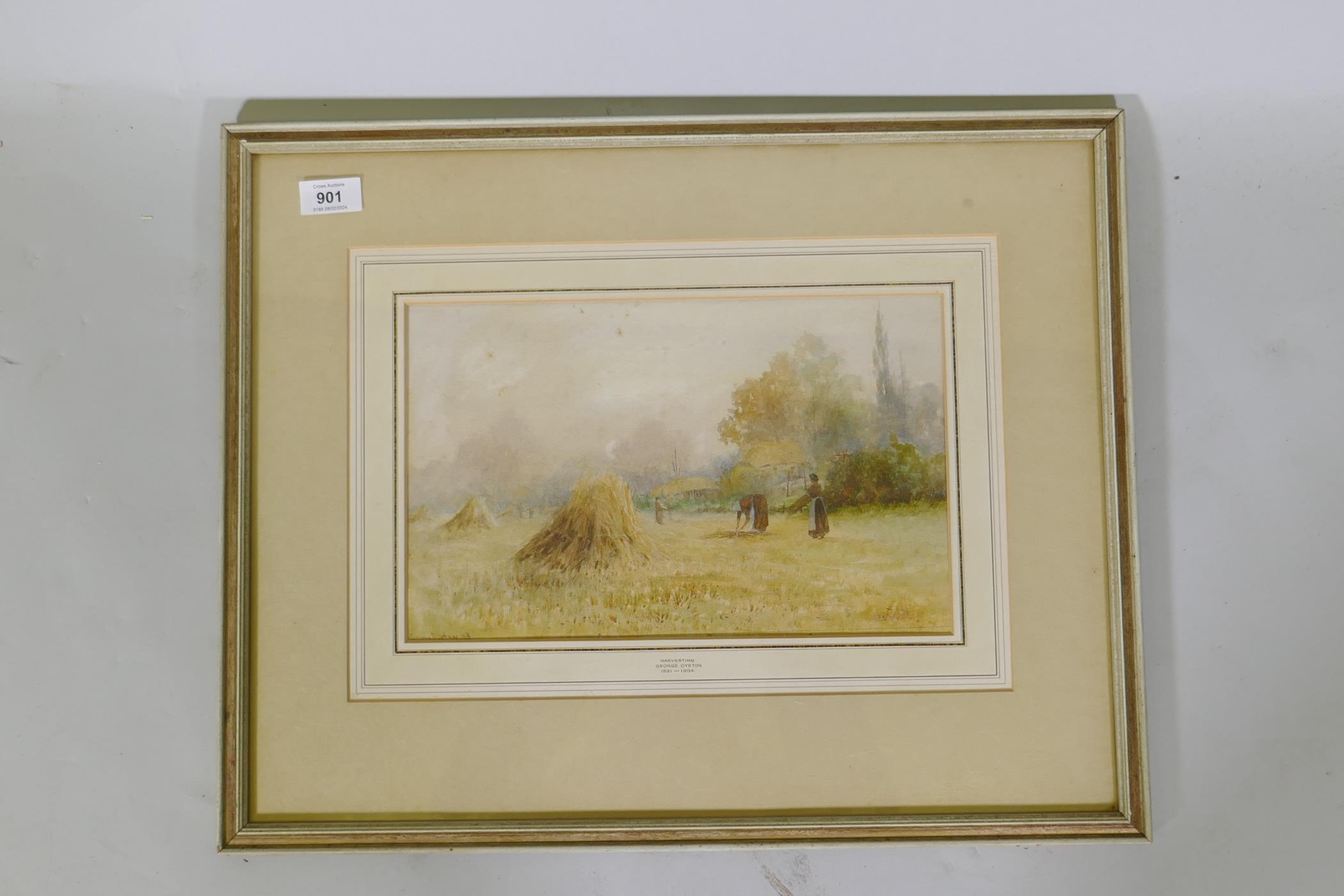 George Oyston, Harvesting, signed and dated '03, watercolour, 33 x 31cm - Image 3 of 3