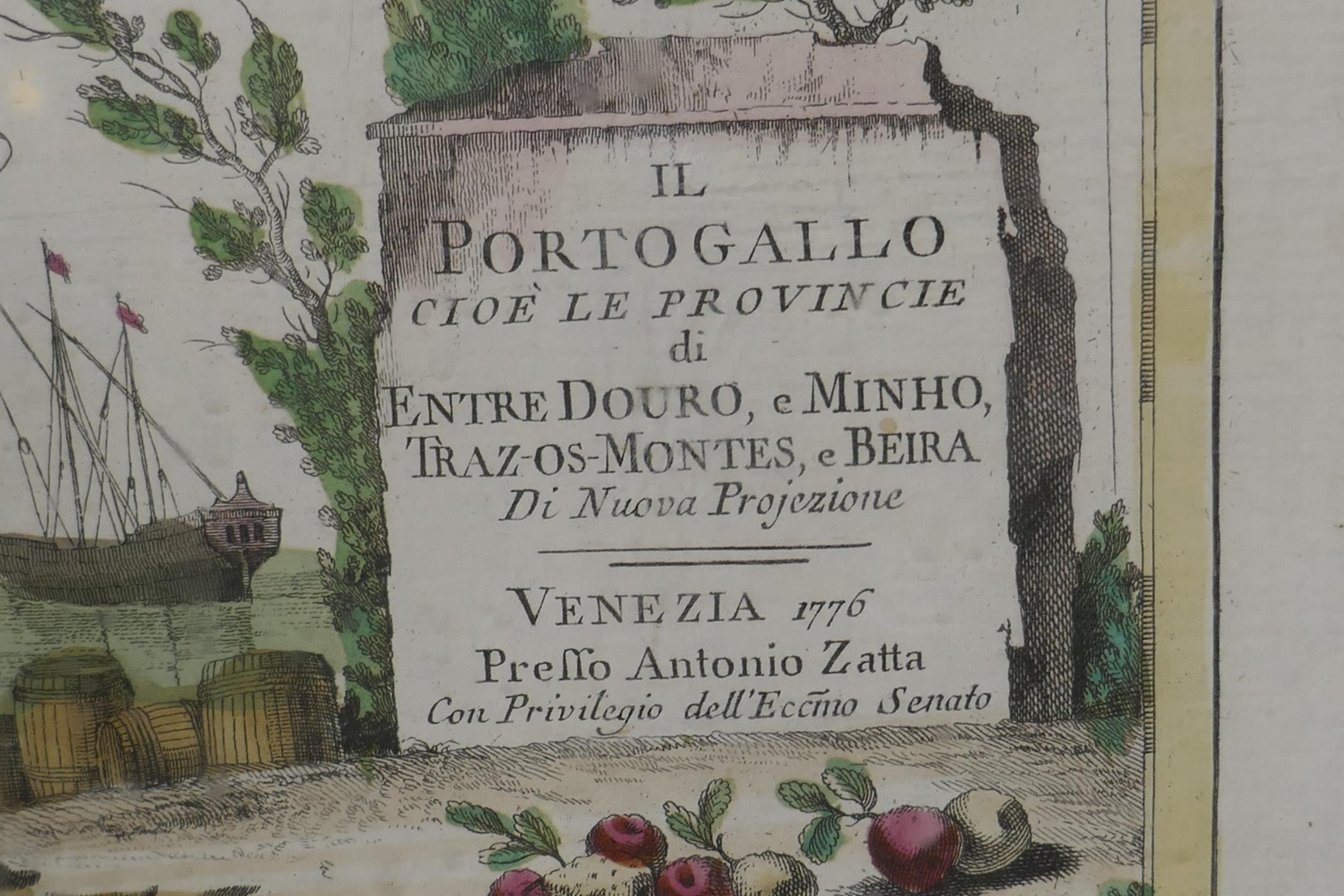 Antonio Zatta, Map of Portugal, 'Il Portogallo, Cioe le Provincie di Entre Douro, e Minho, Traz-os- - Image 5 of 5