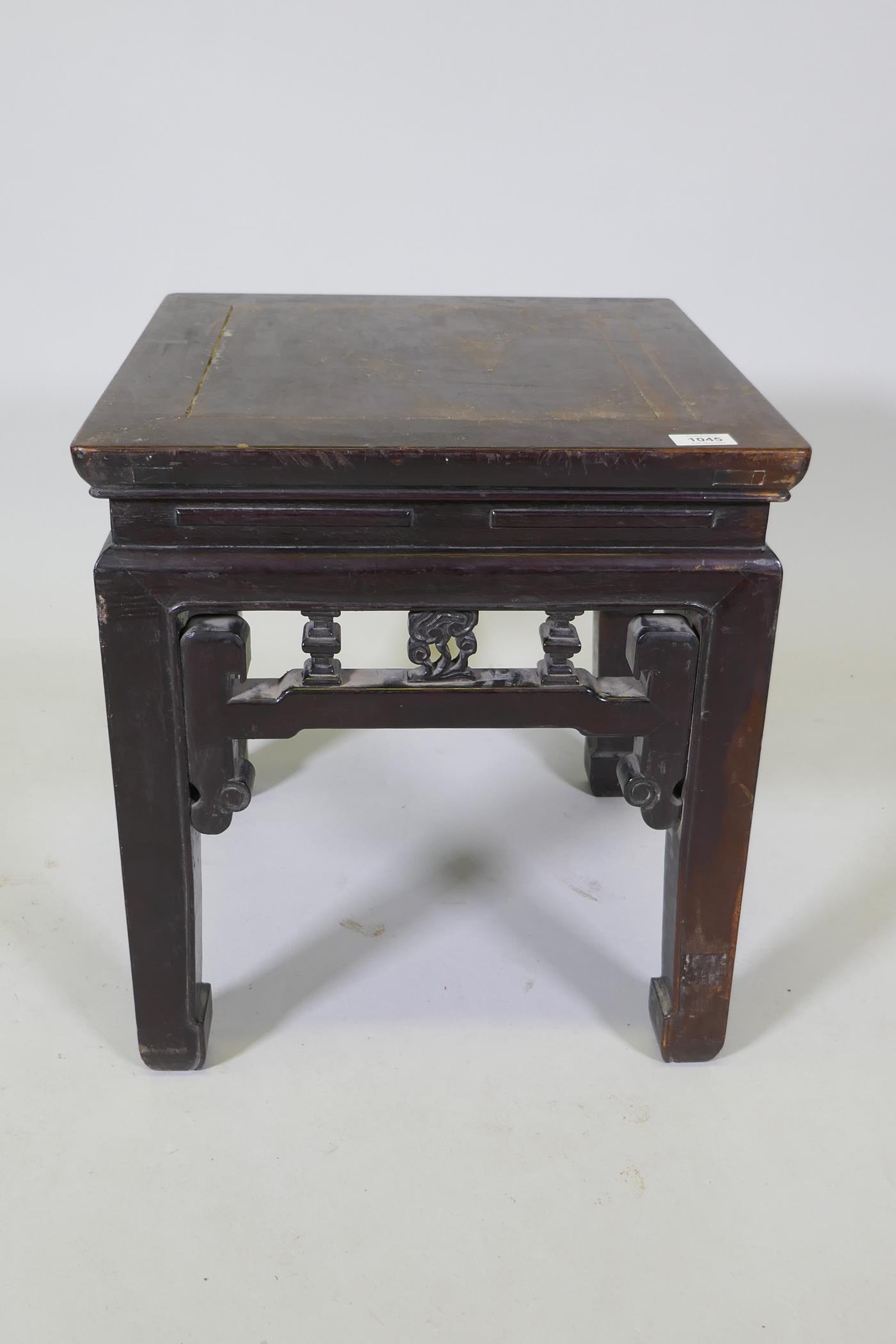 A Chinese lacquered hardwood occasional table, 45 x 45cm, 49cm high - Image 2 of 3