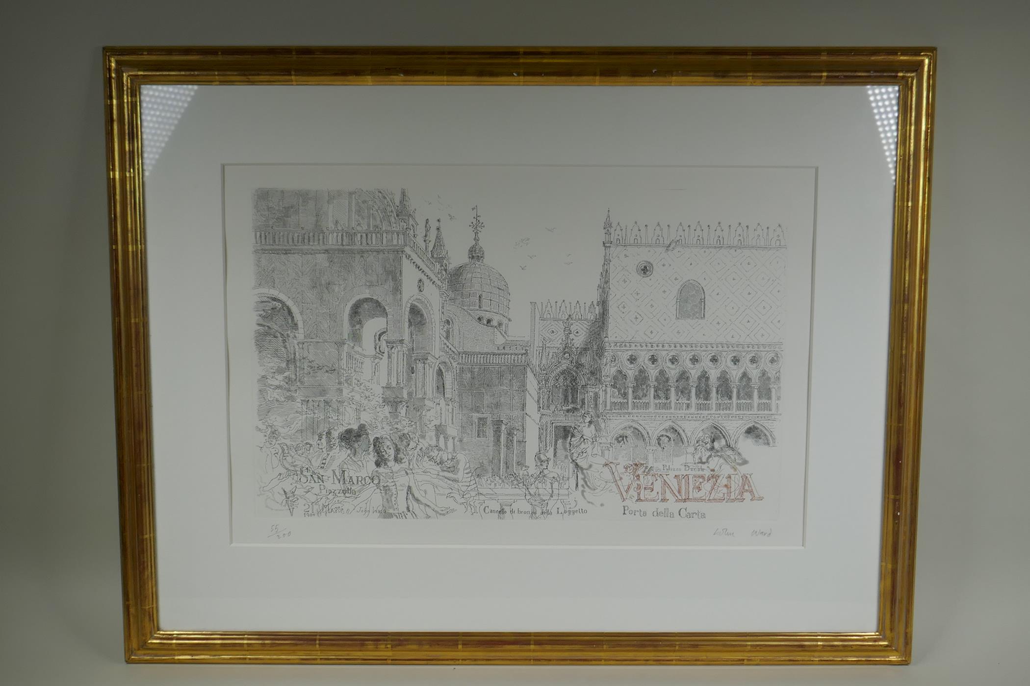 John Ward, R.A., Venezia, limited edition etching, signed and numbered in pencil, 40 x 61cm - Image 2 of 5