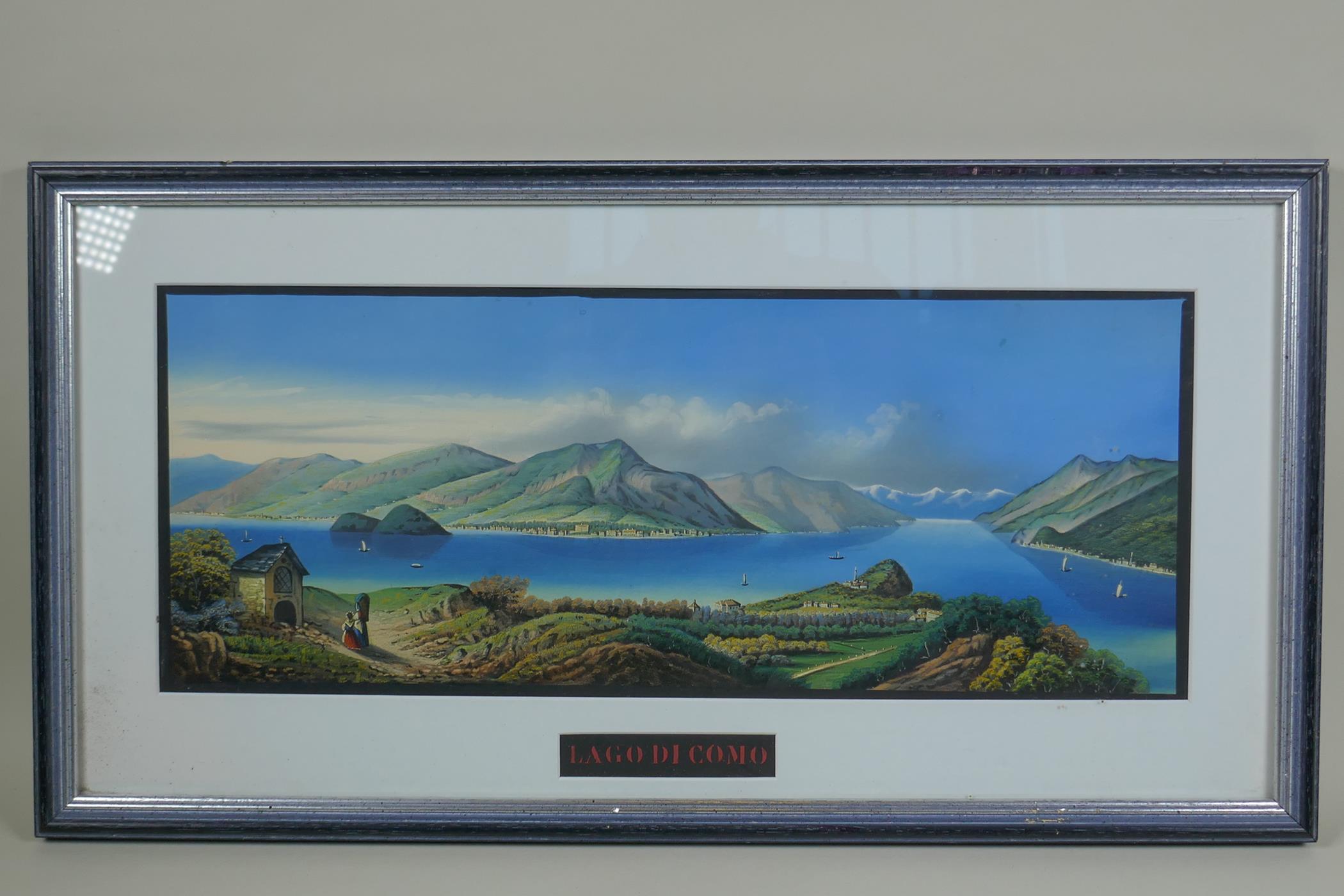 Lake Como, C19th/C20th, landscape, gouache, 49 x 19cm - Image 2 of 3