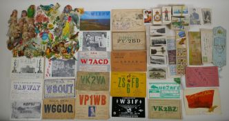 A quantity of assorted ephemera to include vintage scraps for scrapbooking, vintage QSL radio