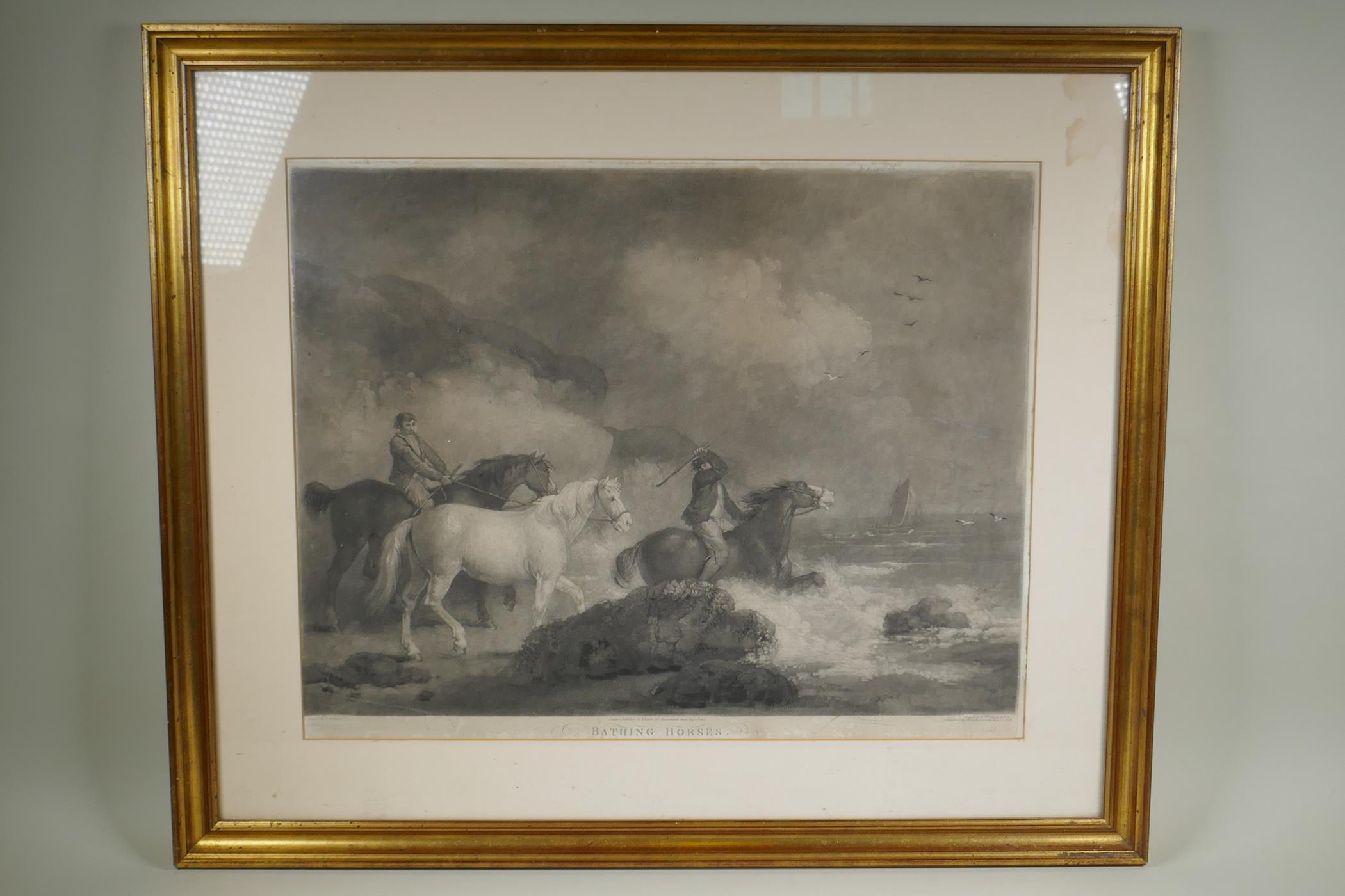 After George Morland, (British, 1763-1804), Bathing Horses, engraved by W. Ward and published by - Image 7 of 7