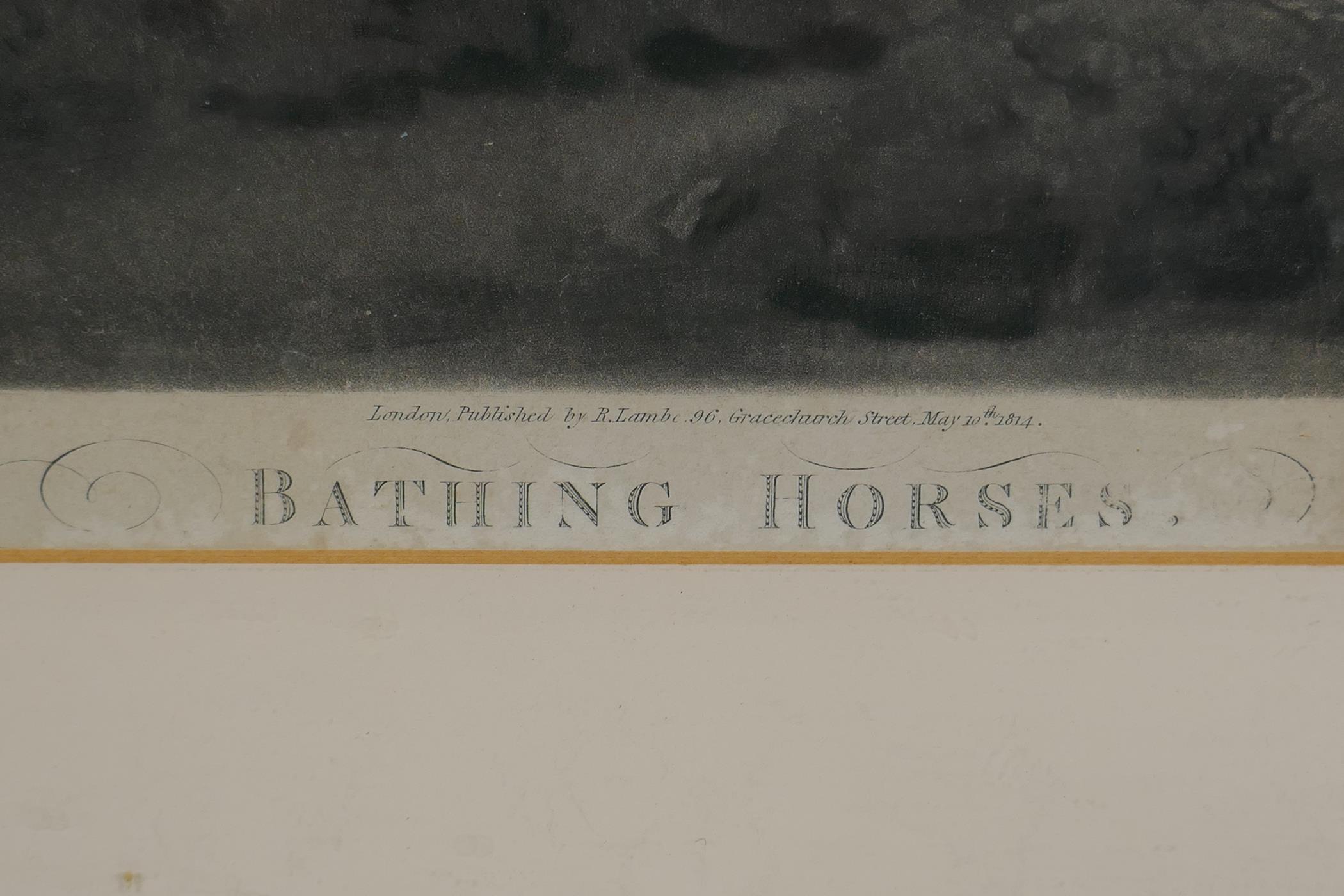 After George Morland, (British, 1763-1804), Bathing Horses, engraved by W. Ward and published by - Image 3 of 7