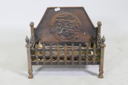 A cast iron fire basket with back, 56 x 28 x 47cm
