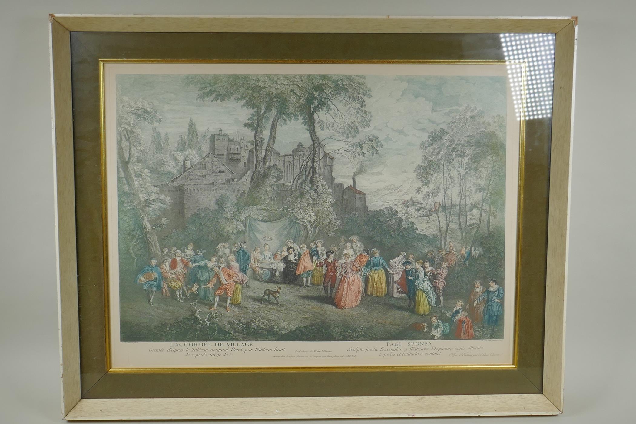 After Jean-Antoine Watteau, (French 1684-1721), The Embarkation for Cythera, C19th colour etching by - Image 6 of 8