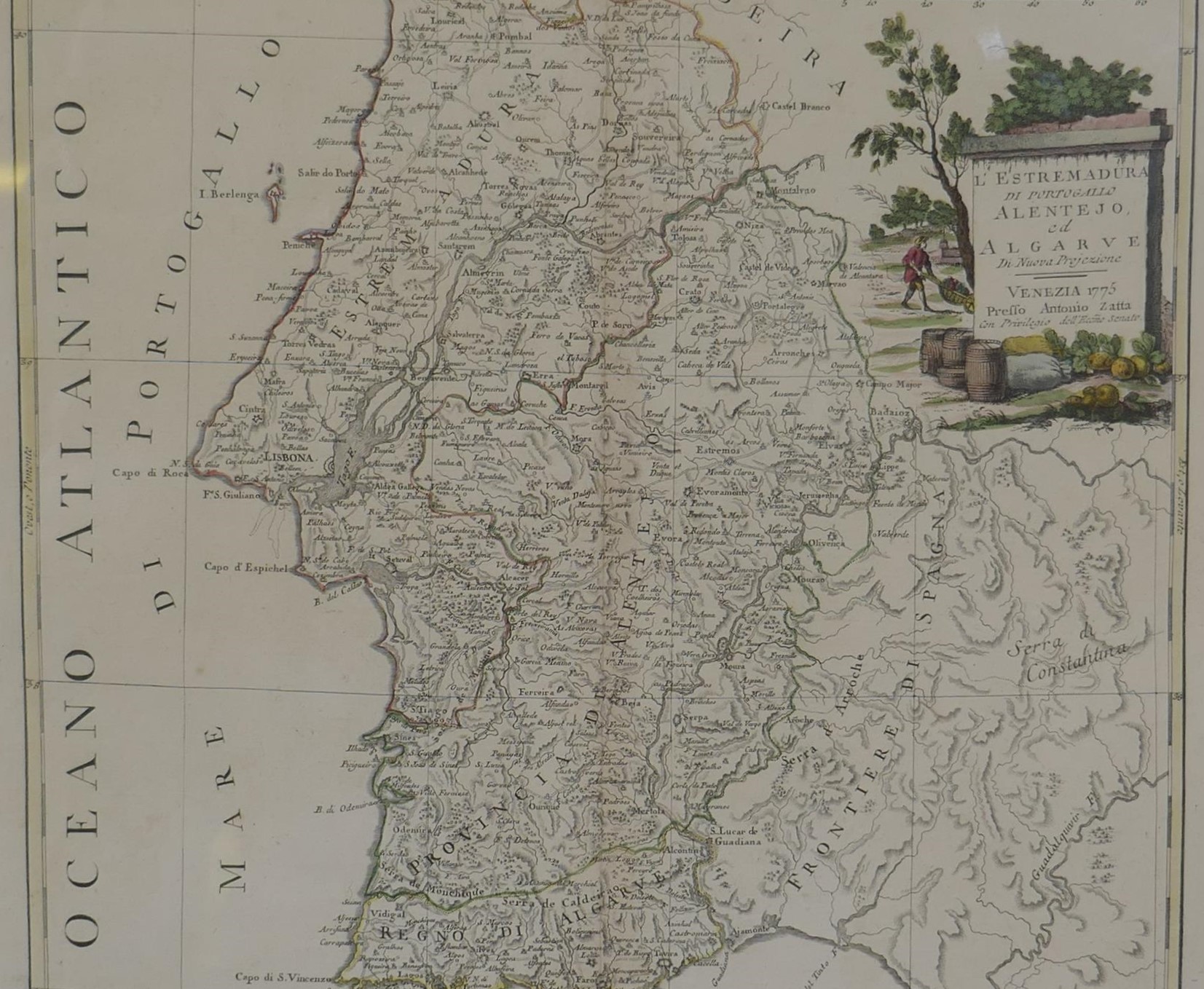 Antonio Zatta, Map of Portugal, 'Il Portogallo, Cioe le Provincie di Entre Douro, e Minho, Traz-os- - Image 2 of 5