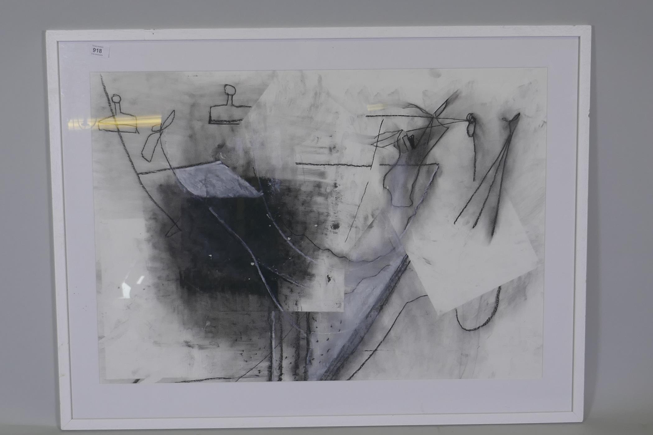 Bobbie Bale, Installation, label verso, charcoal on paper, 82 x 57cm - Image 2 of 4
