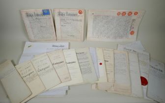 A quantity of C19th and C20th deeds, indentures and mortgage certificates etc