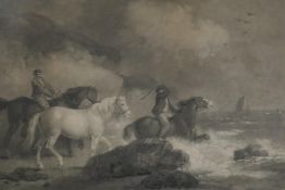 After George Morland, (British, 1763-1804), Bathing Horses, engraved by W. Ward and published by