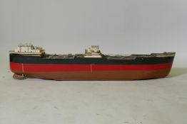 A scratch built motorised oil tanker, Katilysia, 96cm long