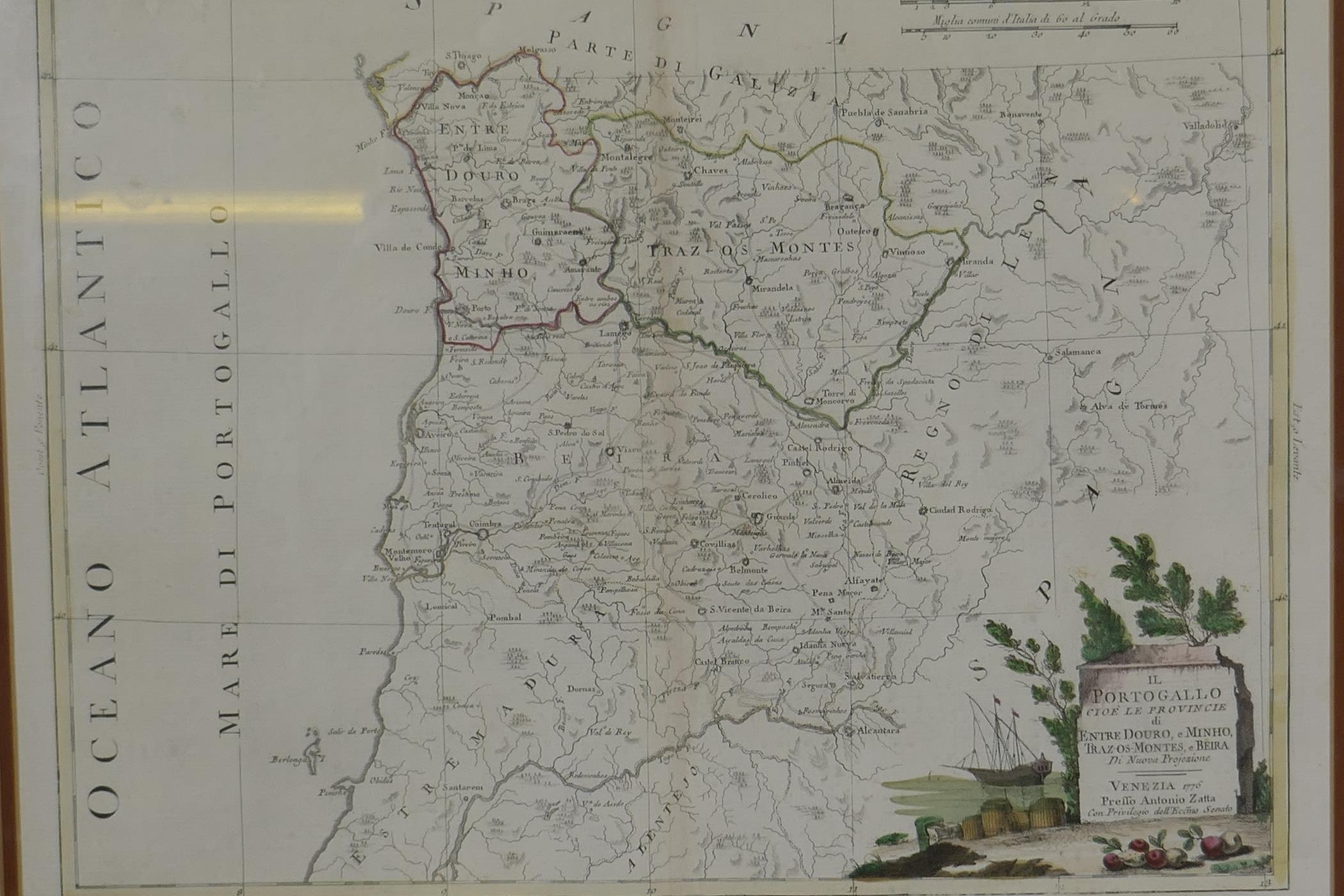 Antonio Zatta, Map of Portugal, 'Il Portogallo, Cioe le Provincie di Entre Douro, e Minho, Traz-os- - Image 4 of 5