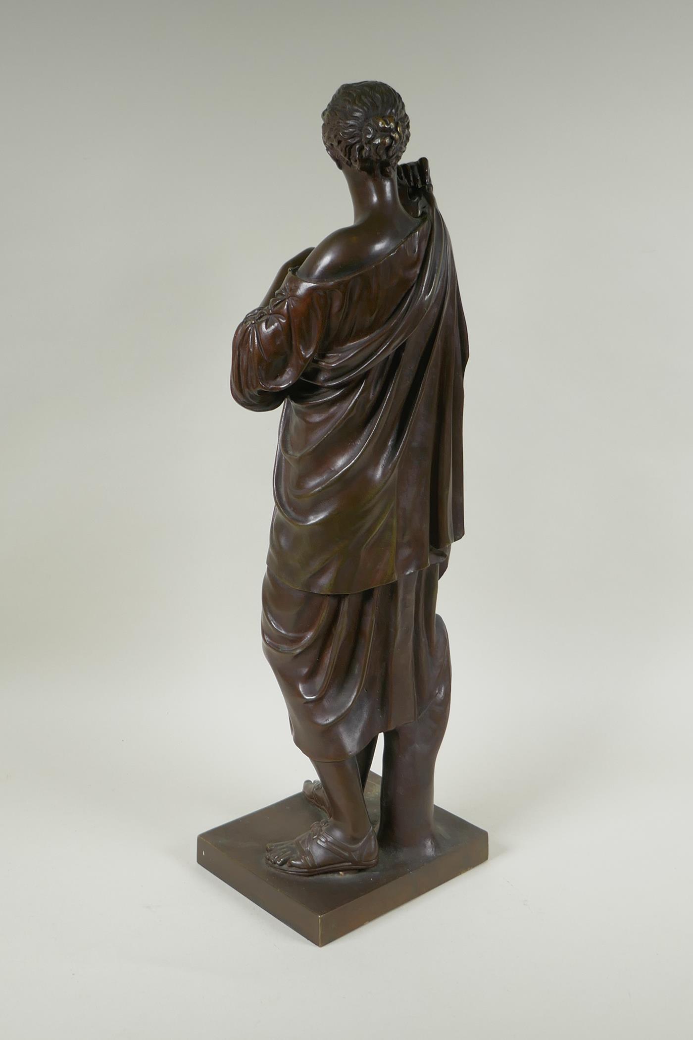 A Grand Tour style bronze of a Greco-Roman woman, Diana of Gabii, after Praxiteles, 55cm high - Image 4 of 5