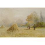 George Oyston, Harvesting, signed and dated '03, watercolour, 33 x 31cm