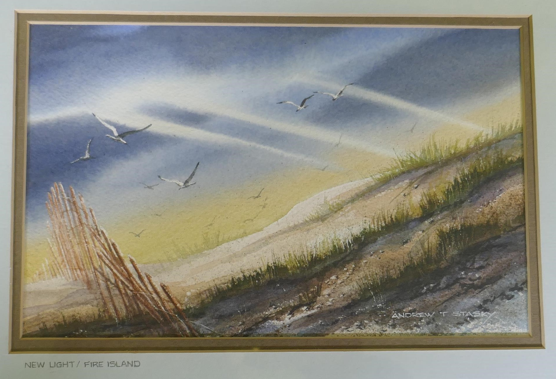 Andrew T. Stasky, New Light/Fire Island, watercolour, signed, 20 x 13cm and four limited edition - Image 2 of 6