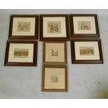 After Kate Greenaway, seven vintage lithographic prints, largest 17 x 17cm