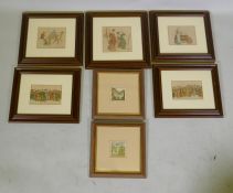 After Kate Greenaway, seven vintage lithographic prints, largest 17 x 17cm