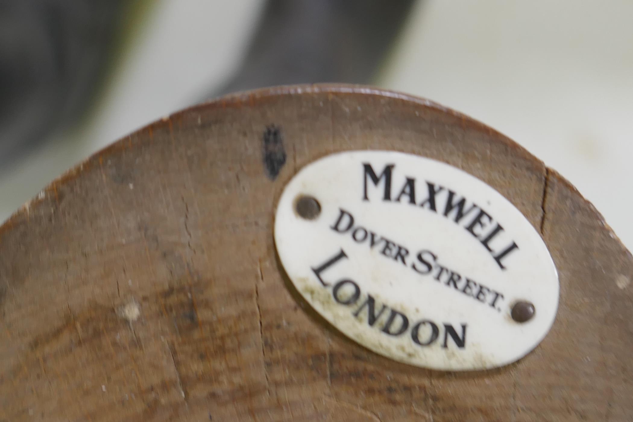 A pair of vintage black and red riding boots with beechwood trees, labelled Maxwell, Dover St., - Image 3 of 4