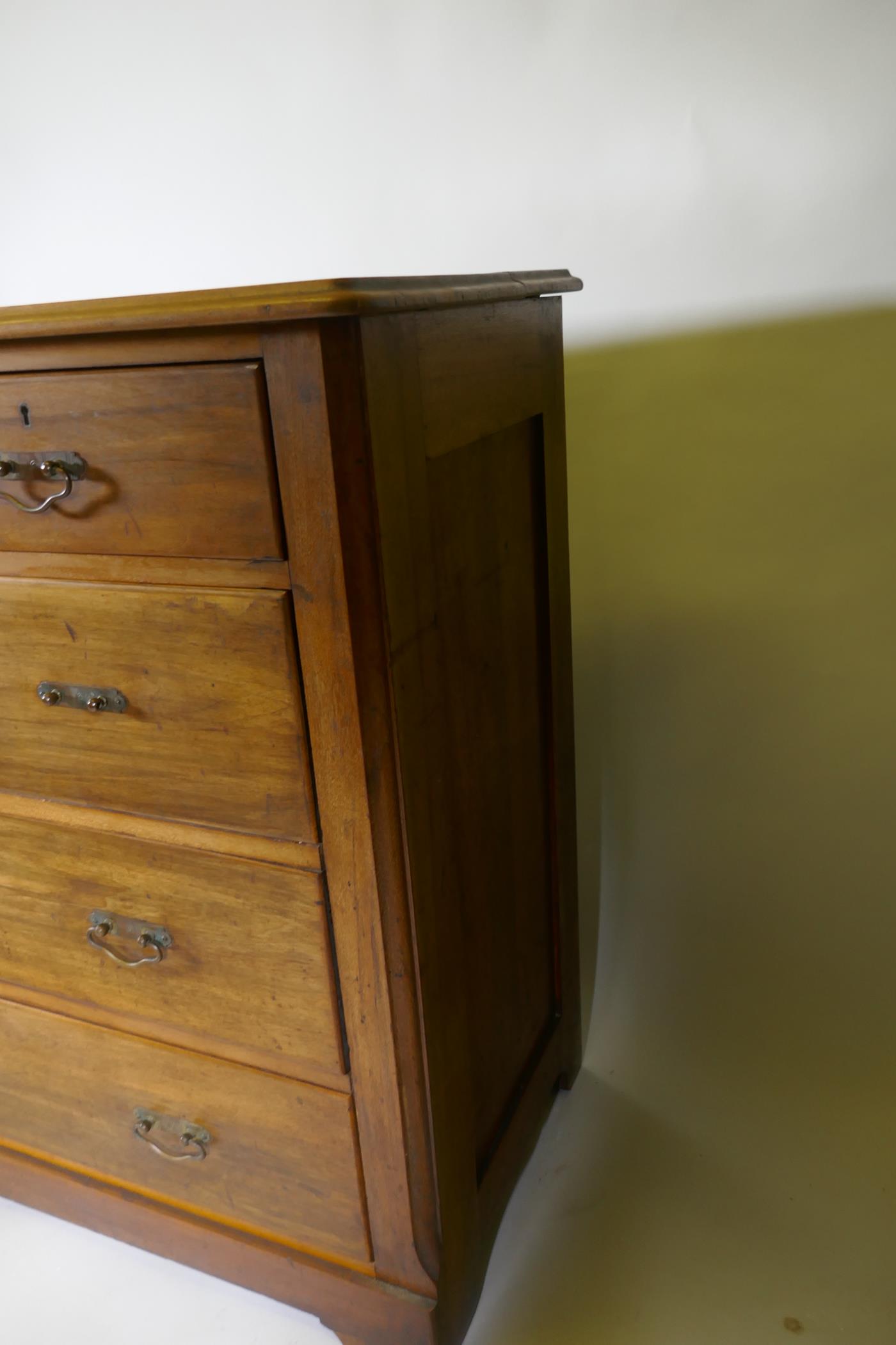 A Victorian walnut chest of two over three drawers with moulded fronts, 102 x 49 x 99cm, raised on a - Image 4 of 5