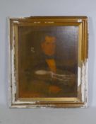 C19th portrait of a gentleman, Joseph Geach, labelled verso, born January 22, 1794, this likeness